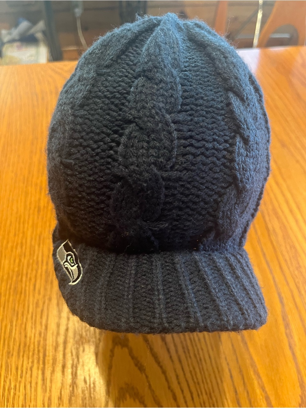 Seattle Seahawks Blue Knit Cable Beanie Cap Women’s